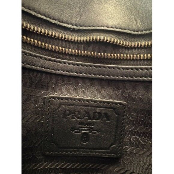 Prada Black Leather Gold Buckle Flap Messenger Bag - Picture 3 of 11